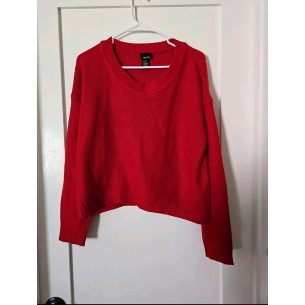 rue21 Red‎ Knit Crop Sweater Women's Size XL Crewneck Long Sleeve Acrylic